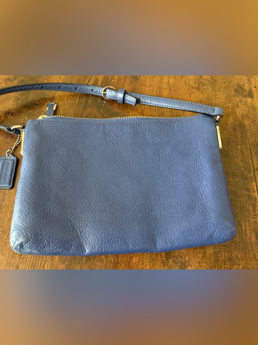 COACH Pebble Leather Crossbody in Royal Blue with Gold Hardware - Picture 3 of 11